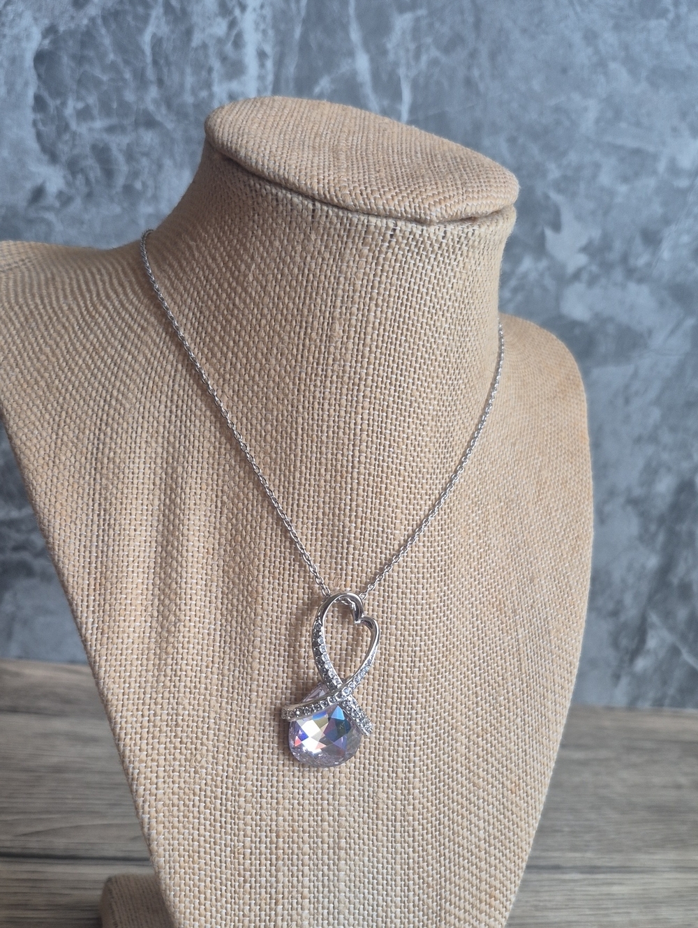 Authentic Swarovski Heart Twist Rosaline Pendant Necklace